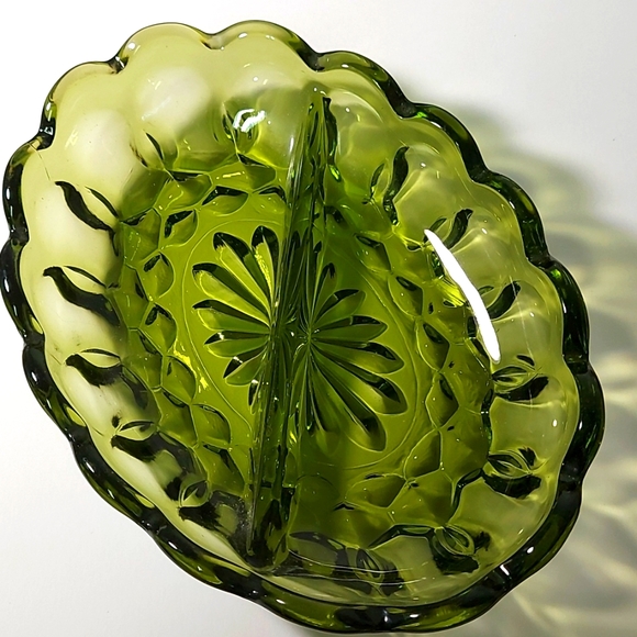 Vintage Green Glass Candy Dish - Picture 3 of 14